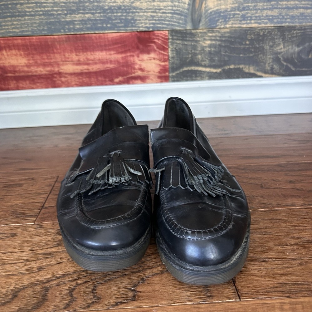 Dr. Martens Adrian Made in England Quilon Leather Tassel Loafers Mens 10 Black - Picture 2 of 6